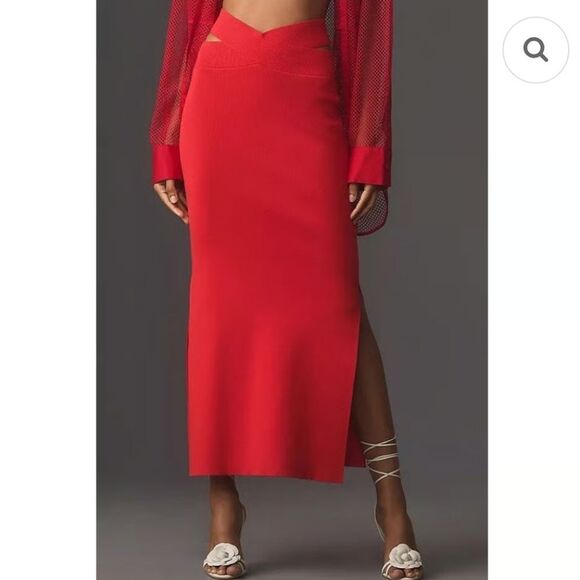 NWT Maeve By Anthropologie Knitted Red Skirt Size Small - Picture 1 of 13